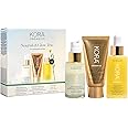 KORA Organics Nourish & Glow Trio, Gift Set with Noni Glow Plumping Face Oil, Turmeric Exfoliating Mask and Milky Mushroom Cleansing Oil (3 Items)