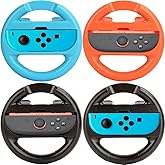 Lyvix 4-Pack Steering Wheel for Nintendo Switch 2 Joy-Con – Christmas Gift, Ergonomic Anti-Slip Racing Wheel Accessories Compatible with NS2/NS/OLED for Mario Kart World 2025