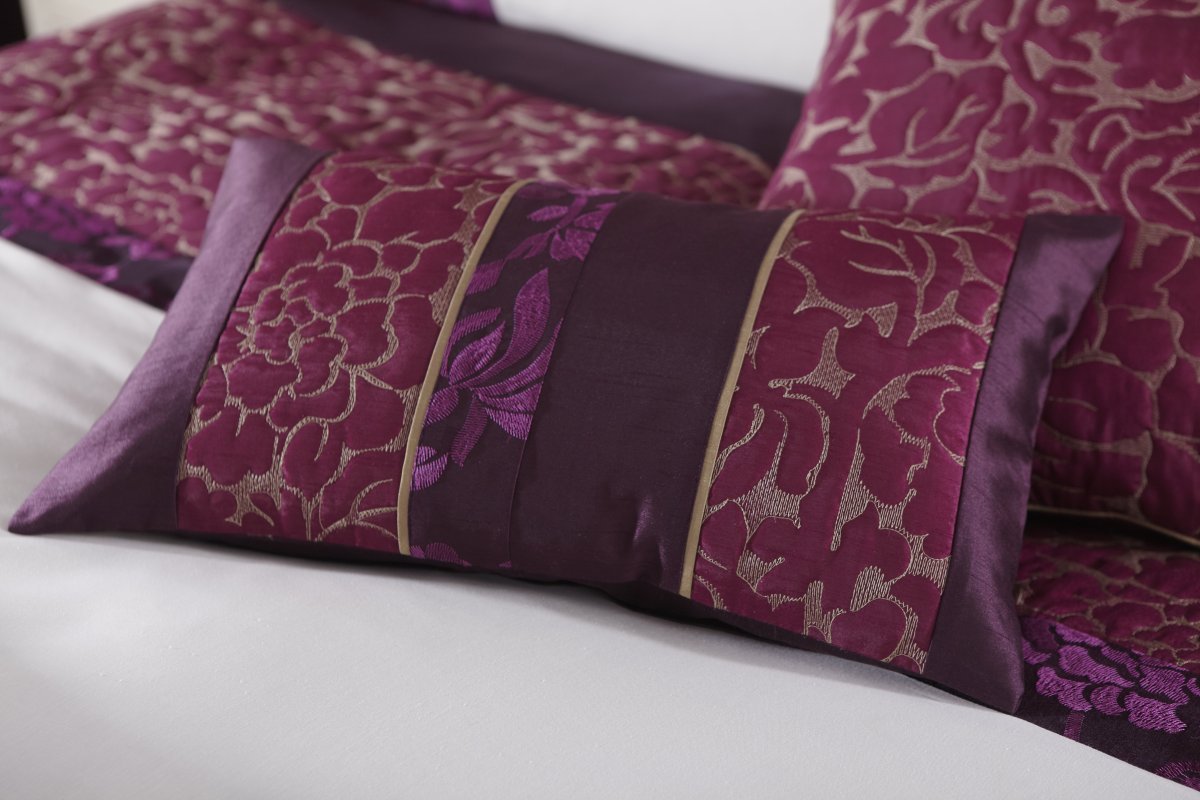 Catherine Lansfield Quilted Damask Cushion Cover 30 x 50 cm, Plum Amazon.co.uk Kitchen & Home