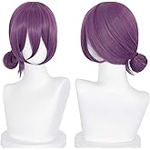 Probeauty Purple Cosplay Wig for Women Girls, Short Purple Anime Wigs with Bangs + Wig Cap for Halloween Costume Party