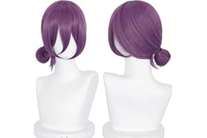 Probeauty Purple Cosplay Wig for Women Girls, Short Purple Anime Wig with Bangs + Wig Cap for Halloween Costume Party