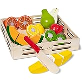 Melissa & Doug Wooden Cutting Fruit Toy Food Set & Pretend Play Kitchen Accessories, Preschool Learning Toys for Girls & Boys