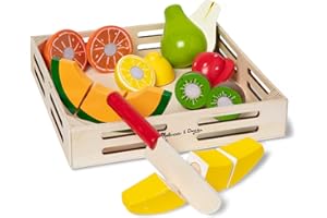 Melissa & Doug Wooden Cutting Fruit Toy Food Set & Pretend Play Kitchen Accessories, Preschool Learning Toys for Girls & Boys 3+