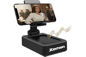 Cell Phone Stand with Wireless Bluetooth Speaker and Anti-Slip Base HD Surround Sound Perfect for Home and Outdoors with Blue