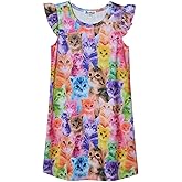 Princess Nightgown for Girls Unicorn Cat Flutter Sleeve Cotton Pajamas Dress …