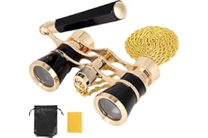 3X25 Opera Glasses, Compact Mini Theater Binoculars with Adjustable Handle and Chain Portable Vintage Theater Binoculars for 