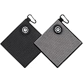 ZZHAO Magnetic Golf Towels,Super Absorbent Microfiber Small Towels with Clip - Industrial Strength Magnet,Lightweight, Scratch-Resistant, 5.5x5.5 In-2Pcs- Black&Gray