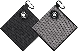 ZZHAO Magnetic Golf Towels,Super Absorbent Microfiber Small Towels with Clip - Industrial Strength Magnet,Lightweight, Scratch-Resistant, 5.5x5.5 In-2Pcs- Black&Gray