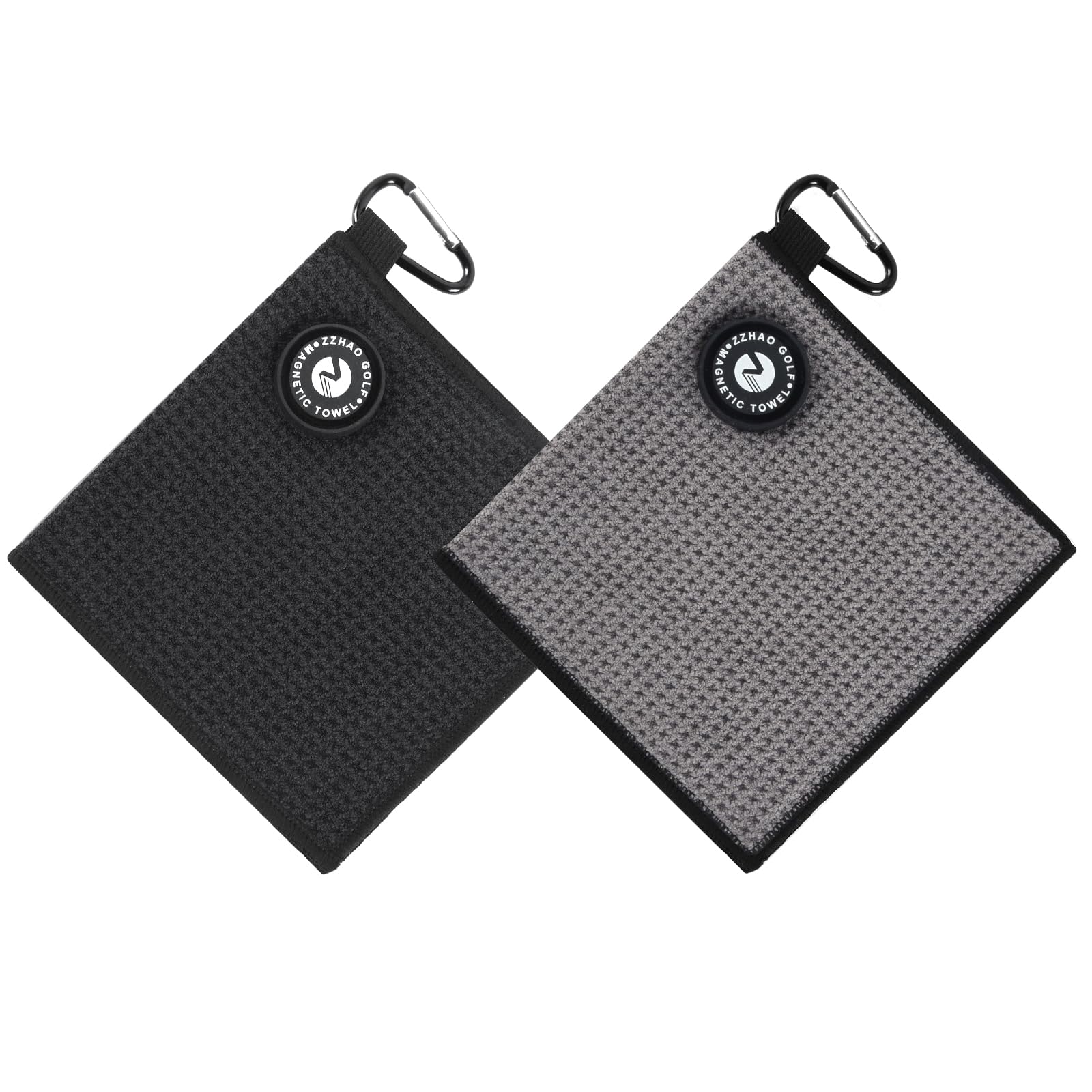 Photo 1 of **PARTIAL SET ONLY 1** ZZHAO Magnetic Golf Towels,Super Absorbent Microfiber Small Towels with Clip - Industrial Strength Magnet,Lightweight, Scratch-Resistant, 5.5x5.5 In-2Pcs- Black&Gray