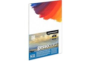 Ampersand Art Supply Museum Series Gessobord | 9x12 | 1/8" Flat Profile | Gesso Wood Painting Panel for Oil and Acrylic Paint & Mixed Media | Canvas Panel Alternative in Professional Art Supplies