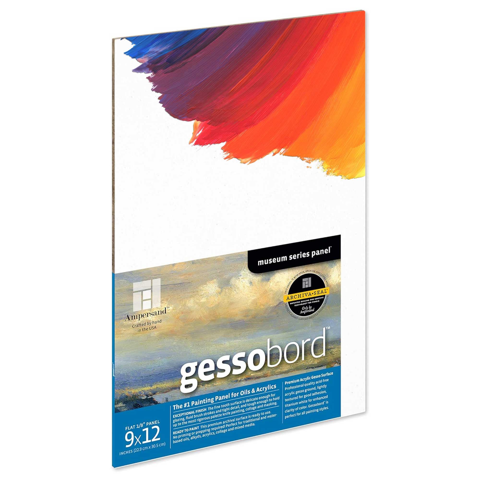Ampersand Art Supply Museum Series Gessobord, Wood,Acrylic, 1/8" Flat Profile, 9" x 12"