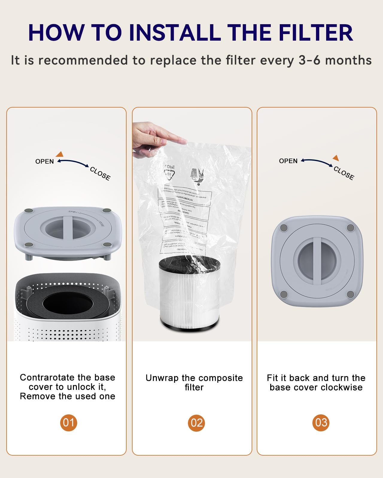 Air Purifiers for Home Large Room up to 1500ft²,Tailulu H13 True HEPA Air Cleaner with 360°Air Inlet, 15dB Air Purifier for Bedroom with Sleep Mode,Speed Control,Timer, for Odor Dust Smoke (Grey)