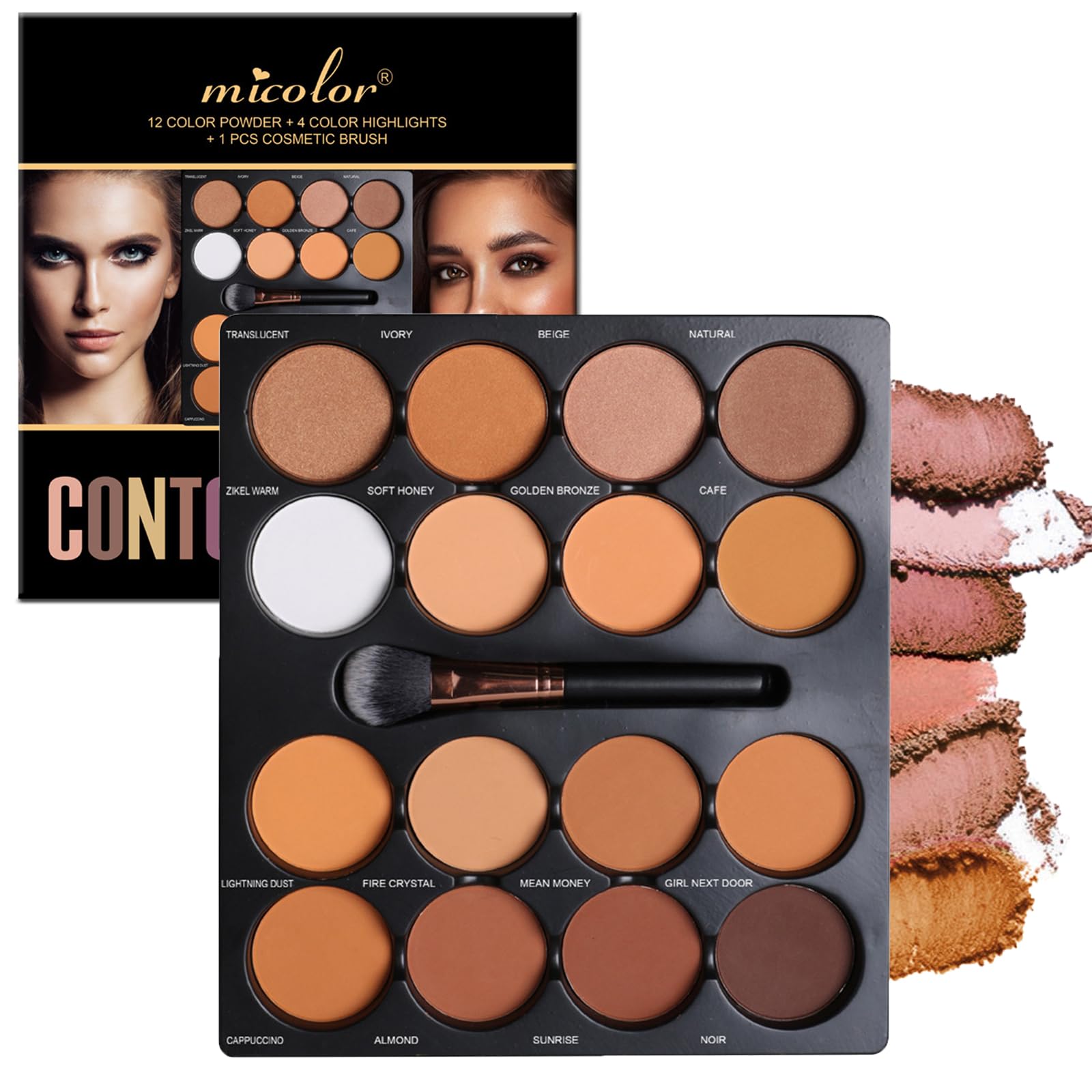 Dynaeuty 16 Colors Blush Contour Highlighter Makeup Palette (Multi-colored#A)