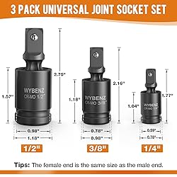 3 Pcs Universal Joint Swivel Socket Adapter Set