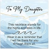 Aelciyue Inspirational Gifts for Daughter - Christmas Birthday Mothers Valentines Day Gifts for Daughter from Mom Dad Bonus Daughters Wave Necklaces for Women Golden Necklace Gift for Stepdaughter
