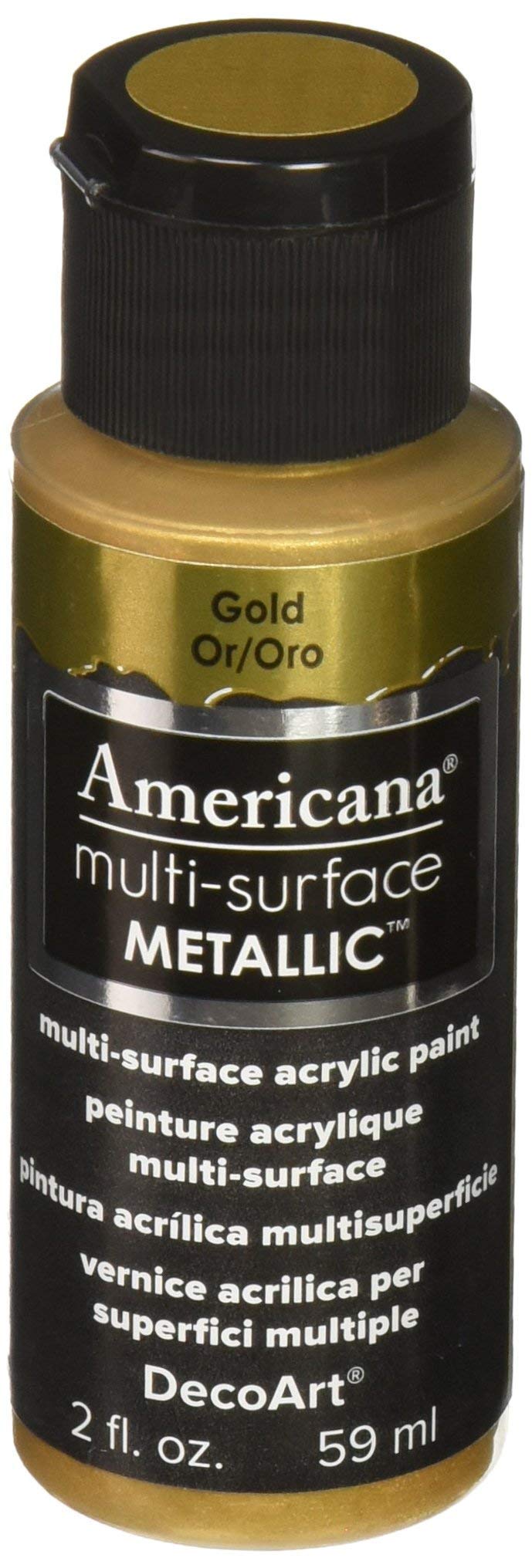 DecoArt Americana Multi Surface Satin Metallic Bottle Paint, Acrylic, Gold, 3 x 3 x 7 cm