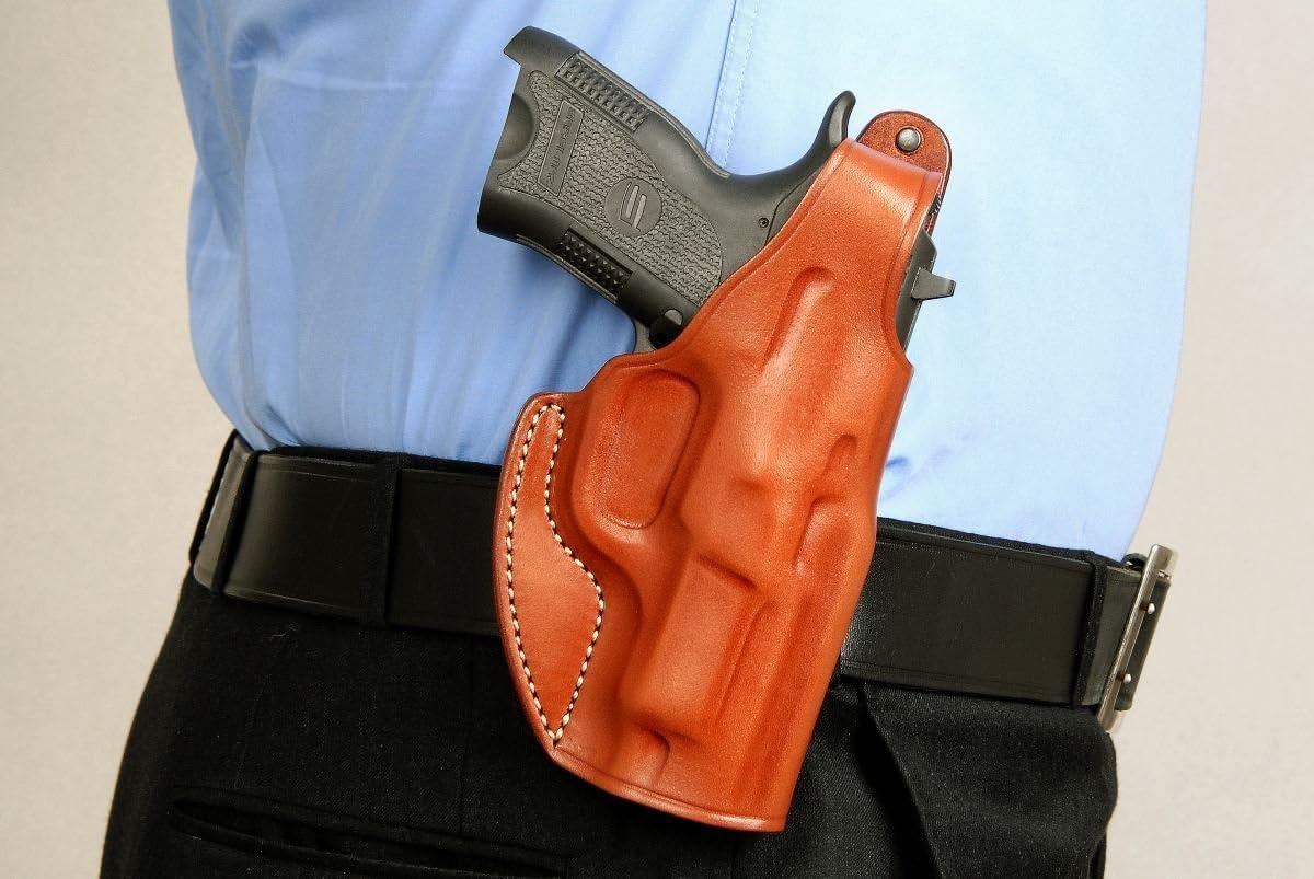 Premium Leather OWB Paddle Holster with Thumb Break Fits S