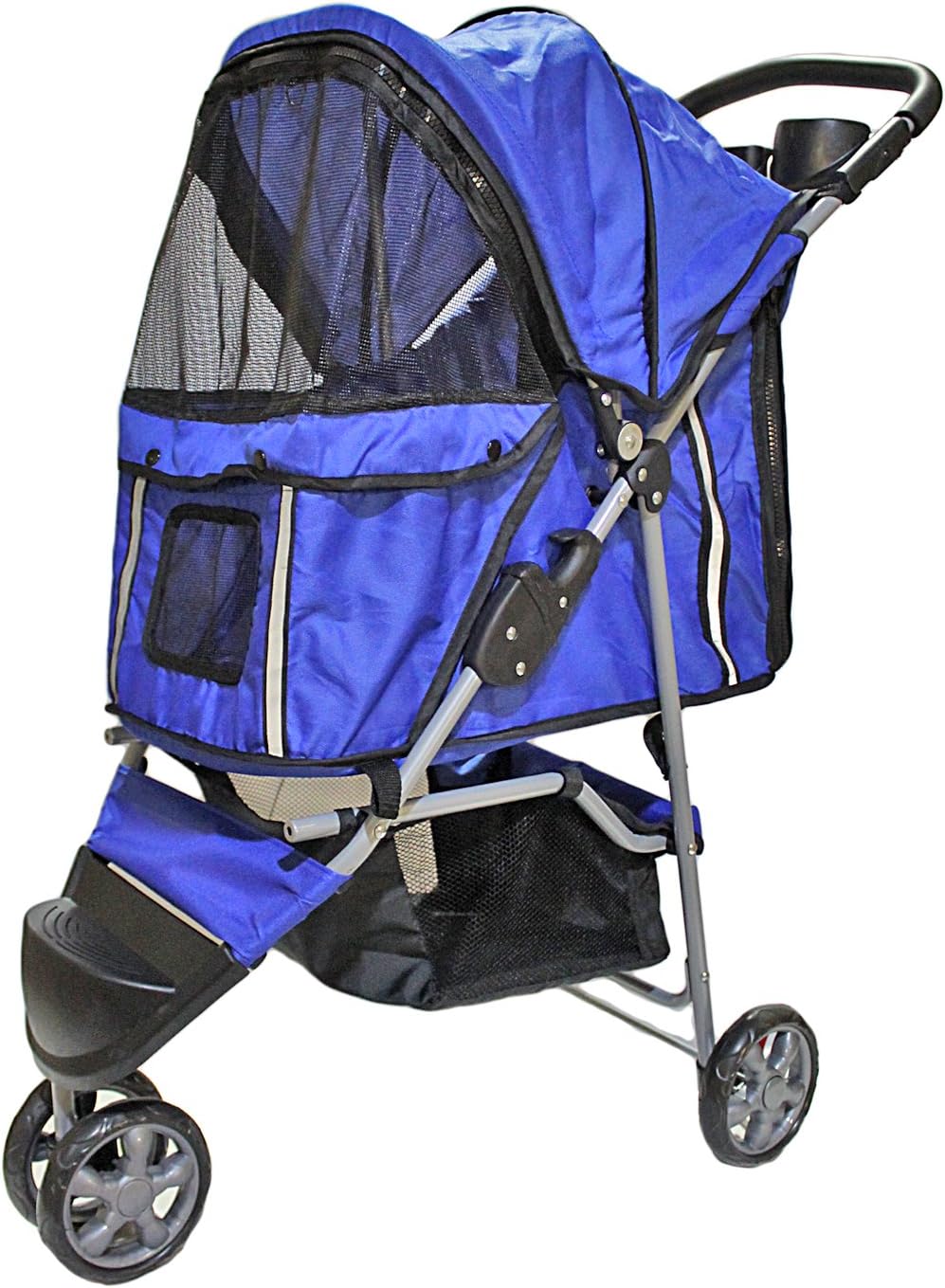 NEW BLUE PET CAT DOG PUPPY STROLLER CARRIER PUSHCHAIR PRAM TROLLEY 3
