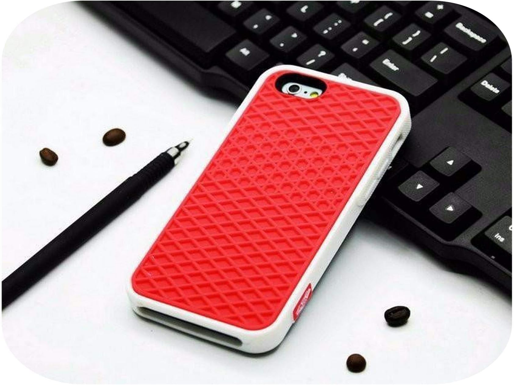 Waffle case Rubber Cover Case for iPhone 11 Pro Max 5S 6 6S 7 8 Plus Xs Max Xr Shoe Sole Phone Case Back Cover-Red-for iPhone 11