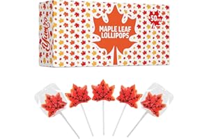 YUMZO Maple Leaf Lollipops, 50 Pieces of Thanksgiving Candy Individually Wrapped, Perfect Fall Candy Favors for Thanksgiving, Autumn Parties, Cozy Fall Gatherings and Fall Celebrations