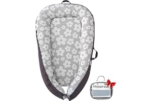 Macardac Baby Nest for Newborn – 100% Cotton, Safe, Breathable & Soft (0-24 Months), Portable Infant Pillow, Baby Pillow (Light Grey)