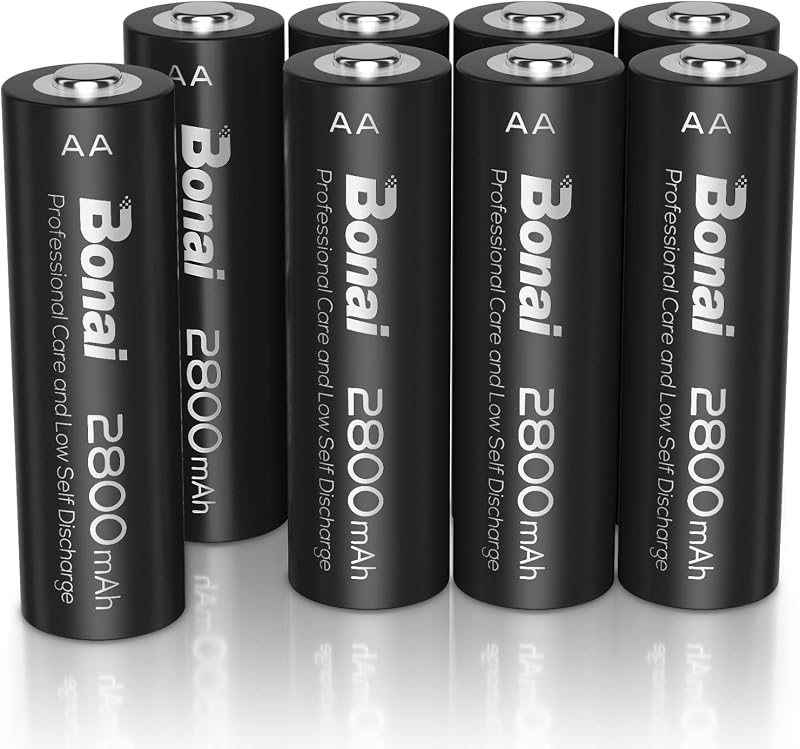 Bonai Ni-MH AA 2800mAh Rechargeable Batteries 8 Pack Low Self-Discharge