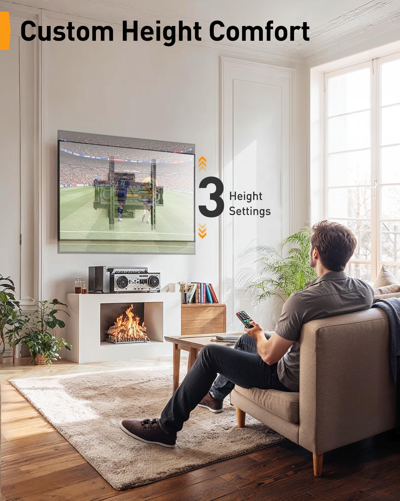 Perlegear TV Wandhalterung für 23-70 Zoll TVs bis 50 kg, Höhenverstellbare Wandhalterung Fernseher mit Schnelle Neigungsverstellung, Fernseher Halterung 55 Zoll Schwenkbar, Max VESA 400x400 mm 5
