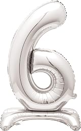 Unique Majestic Silver 6 Foil Balloon 76cm Milestone Anniversary