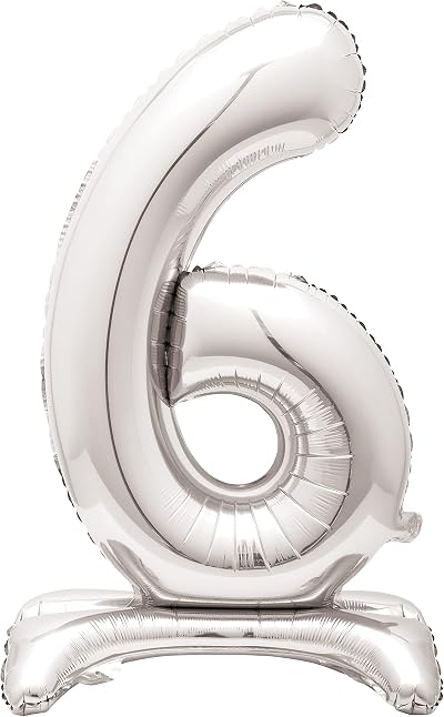 Unique Majestic Silver 6 Foil Balloon 76cm Milestone Anniversary