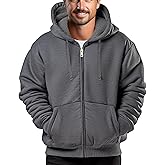 Dicodoum Winter Hoodies for Men，Sherpa Fleece Lined Jackets Thermal Fashion Hooded Coats Zip Up Sweatshirt