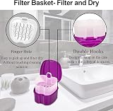 DDSHUN Denture Bath Case Purple Plastic Retainer Box with Filter view 3