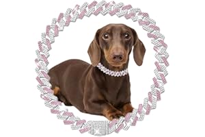 GOETLTSCH Pink Dog Chain Collar Diamond Cuban Link,Dog Necklaces Collar Rhinestone Bling Glitter Metal, Pet Jewelry for Puppy Small Medium Large Dogs (Pink 20inch)