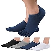 Yuanchu 4 Pairs Toe Socks, No Show Low Cut Running Five Finger Walking Sports Sock for Men Women