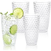BELLAFORTE Shatterproof Tritan Plastic Tall Tumbler, 19oz Drinking Glasses Set of 4 - Laguna Beach Unbreakable Outdoor Drinkware for Party, Poolside, Indoor Use - Dishwasher Safe, BPA Free - Clear