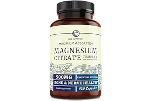 NOBI NUTRITION Magnesium Citrate Complex 500 MG for Calm, Relaxation, Constipation & Digestion Health Support Supplement | High Absorption Formula for Women and Men | Refined Blend | Gluten-Free, Soy-Free | 120 ct