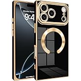PSIOXY Magnetic for iPhone 17 Pro Max Case Rectangle, Compatible with Magsafe Wireless, Plated Soft TPU with Full Lens Protection, Military Grade Shockproof Phone Case for iPhone 17 Pro Max Black
