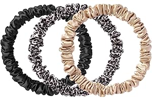 slip Skinny Scrunchies: Elevate Your Hair Game with Anti-Crease, Anti-Breakage Design,Crafted from Slipsilk™, Fierce: 3 Pure 