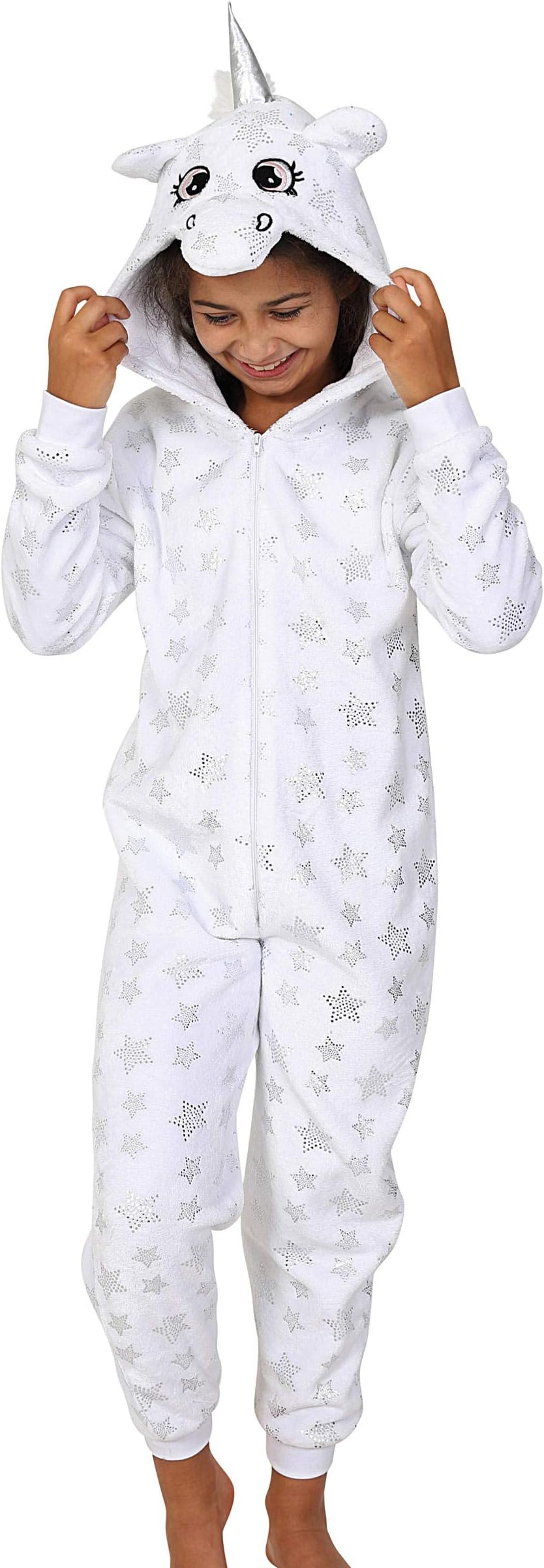 Cute Childrens Kids Teenagers Boys Girls Soft Fleece Hooded All in One Onesie, Various Styles, Ages 3 to 16