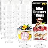Gdotmely 80 Pack Mini Dessert Cups, 2 oz Disposable Plastic Wine Glasses, Parfait Appetizer Cups, Clear Shot Glasses for Wedding, Birthday, Party, Fruit