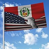 Usa America American And Peruvians Peru Flag 3x5 Ft Double-Sided Printed Indoor/Outdoor Flag Polyester Fabric Decorative Banner With 2 Brass Grommets 3x5 Foot National Flags For Outside