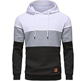 Yundobop Men's Pullover Hoodies Plaid Jacquard Long Sleeve Drawstring Hipster Casual Hooded Sweatshirts with Kanga Pockets