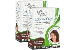 Light Mountain Henna Hair Color & Conditioner, Color the Gray - Medium Brown Hair Dye for Men/Women, 2-Step Chemical-Free, Semi-Permanent Hair Color for White, Gray, and Blonde Hair, 7 Oz (Pack of 2)