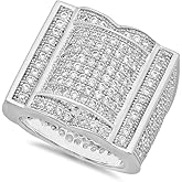 The Bling Factory Rhodium Plated Micro-Pave Iced Out Cubic Zirconia Hip Hop Ring