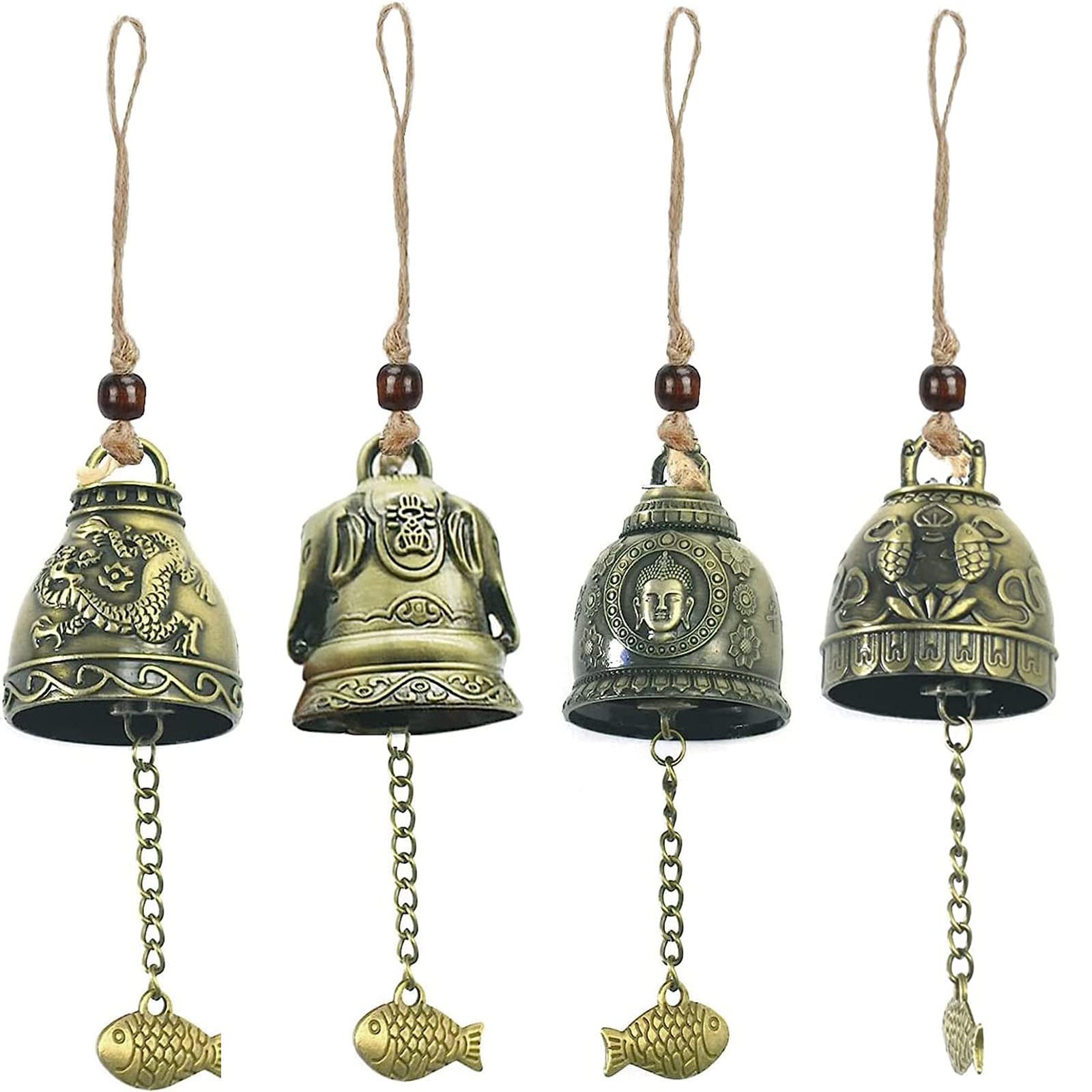 Bztzhm 4 Pieces Chinese Feng Shui Chimes, Feng Shui Wind Chimes, Classic Chimes, for Lucky Blessing Decoration Pendant