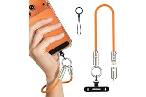 MoKo 2-in-1 Phone Wrist Lanyard USB C Cable, PD240W USB-C to USB-C Type-C Fast Charging Cable, Anti Theft Phone Strap with Me