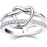 JO WISDOM 925 Sterling Silver Infinity Love Knot Heart Promise Ring for Her