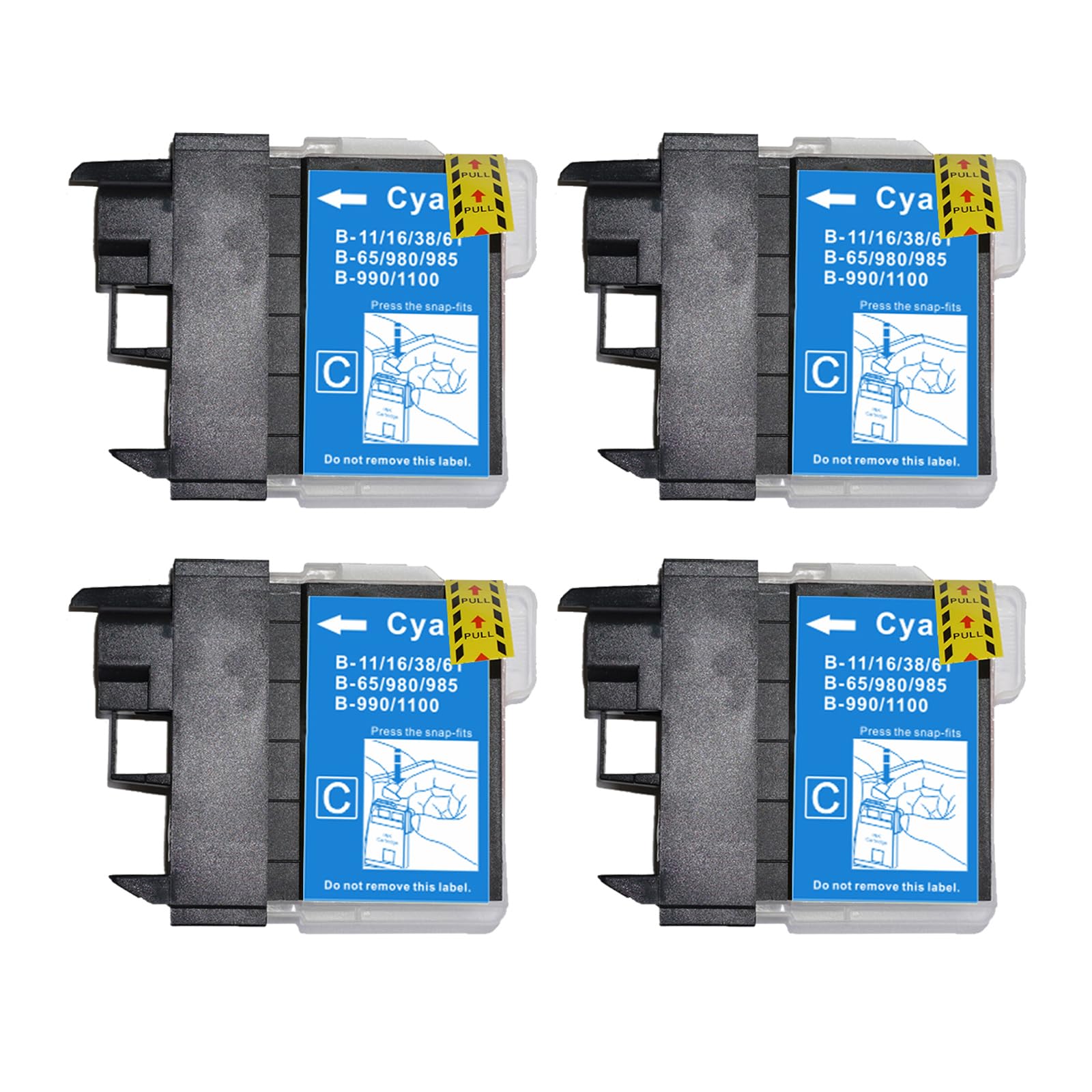 Go Inks 4 Cyan Ink Cartridges to replace Brother LC980C and LC1100C Compatible/non-OEM for Brother DCP and MFC Printers, High Capacity