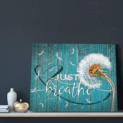 Buy Rustic Dandelion Picture Wall Art Just Breathe Canvas Print Teal Wood Background Painting Home Decor Modern Artwork Framed For Living Room Bedroom Bathroom 16x20inch Online In Indonesia B08k6yd74g