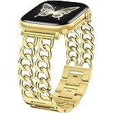 GEAK Metal Band Compatible with Apple Watch Bands for Women 40mm 38mm 41mm 42mm 44mm 45mm 46mm 49mm, Stylish Adjustable Steel Chain Link Bracelet for iWatch Series 11 10 SE Ultra 9 8 7 6 5 4 3 2 1