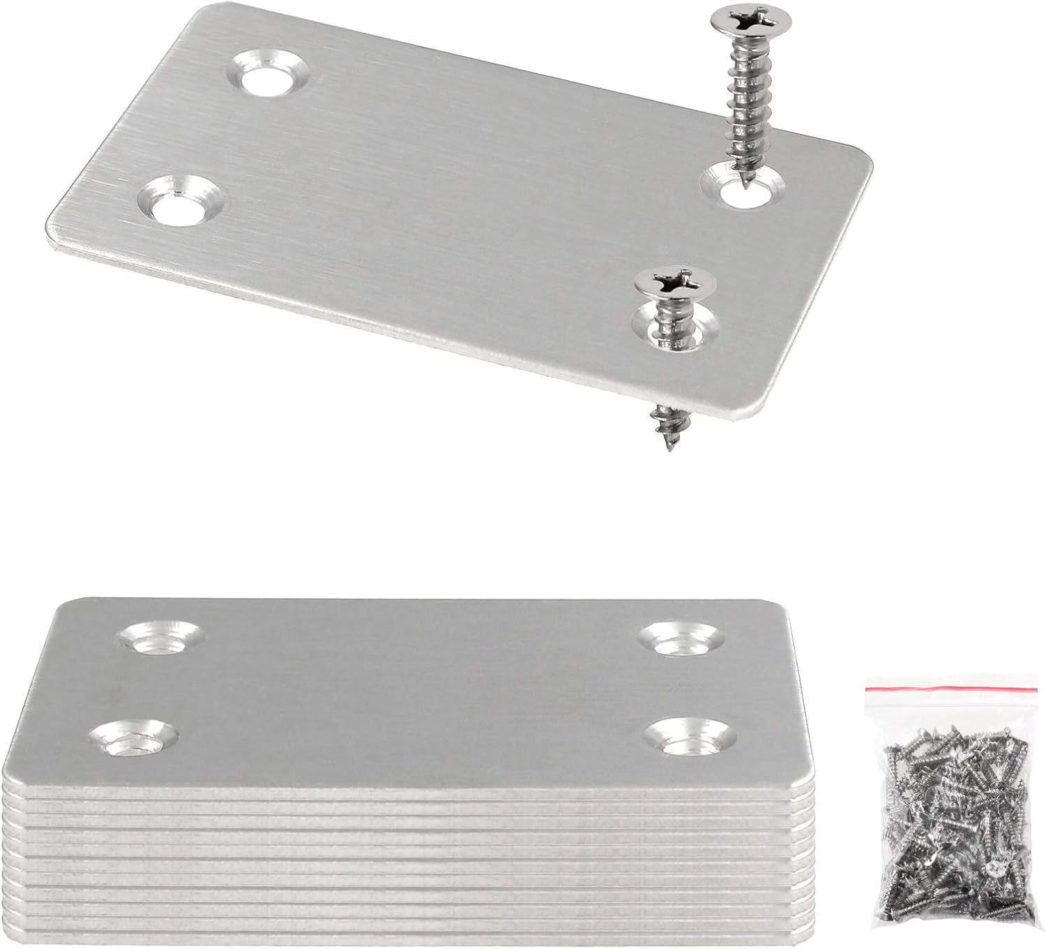 BokWin 12Pcs Flat Straight Mending Plates, 2.4" x 1.5